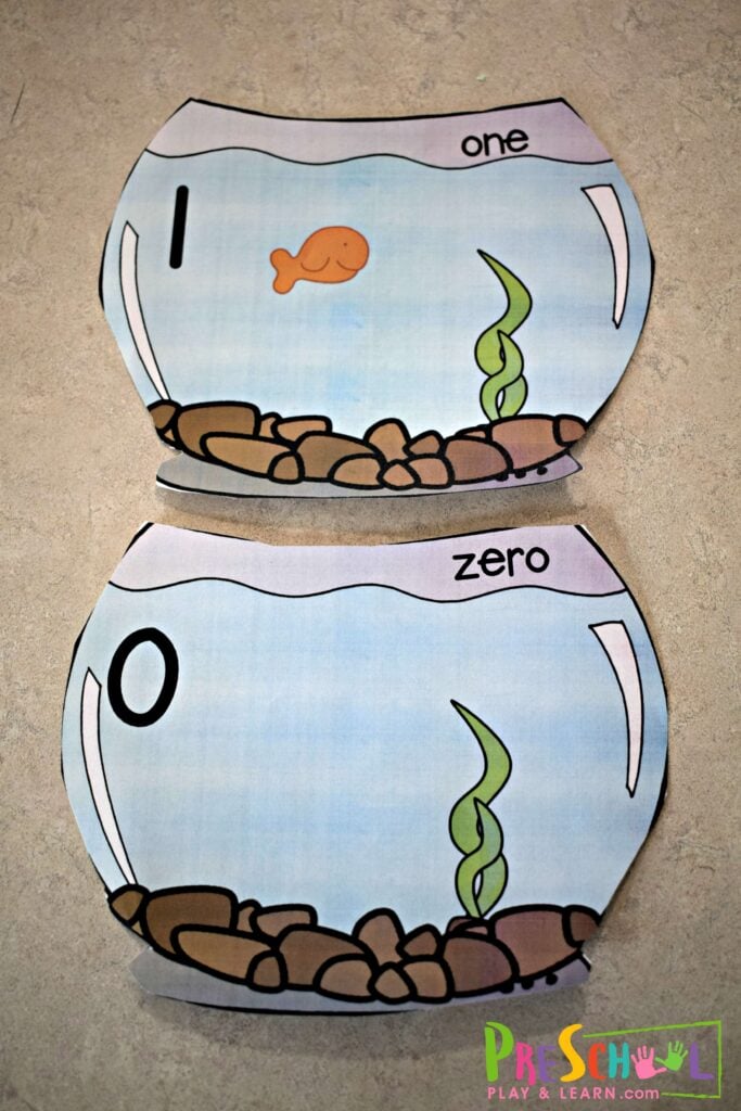 Super cute free printable fish cracker counting cards (bowls)