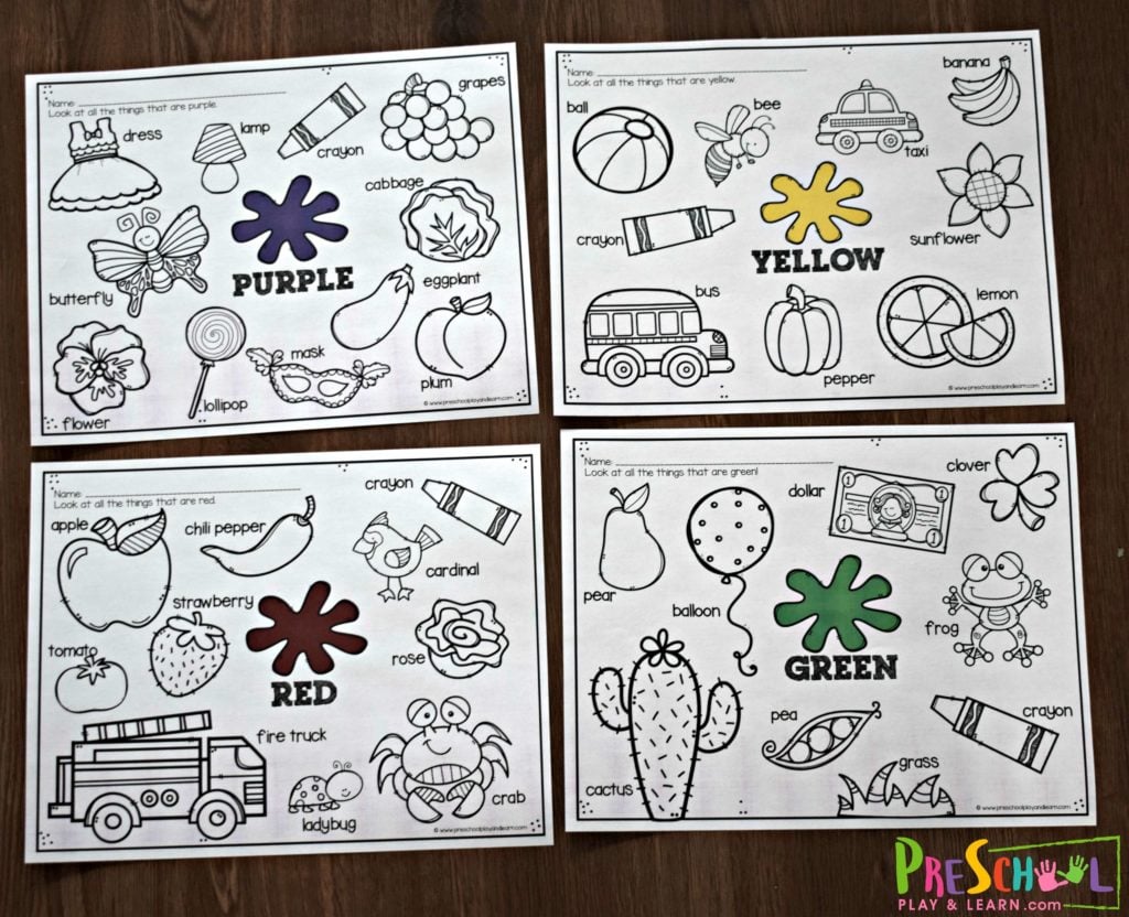 free color worksheets for kids
