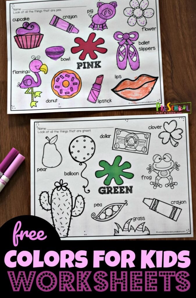 free color worksheets for kids