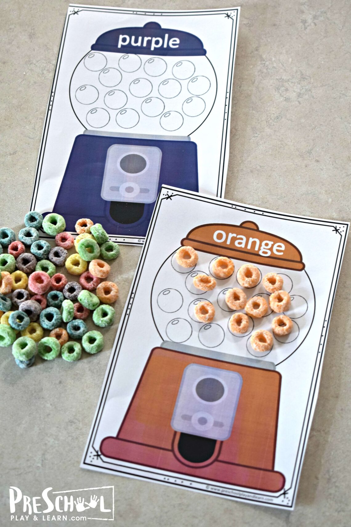 FREE Fruit Loops Color Sorting Mats Printable