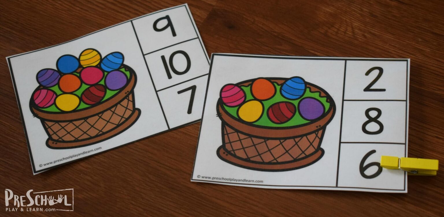 Easter Math Counting Activity For Preschoolers With Count And Clip Cards 6715