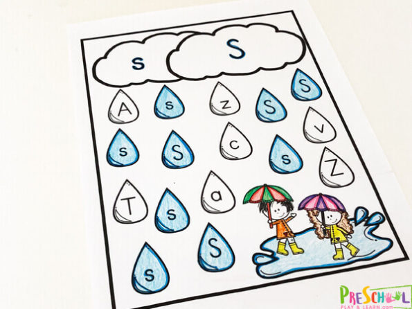 FREE Rainy Day Letter Find Spring Worksheets Preschool