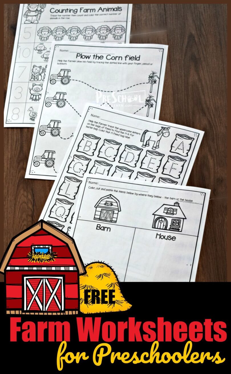 FREE Farm Worksheets for Preschoolers