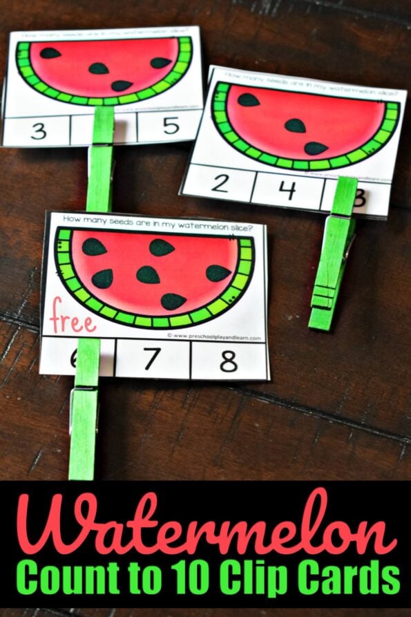 🍉 FREE Watermelon Count to 10 Clip Cards