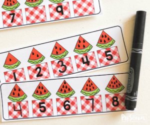 summer watermelon math number lines