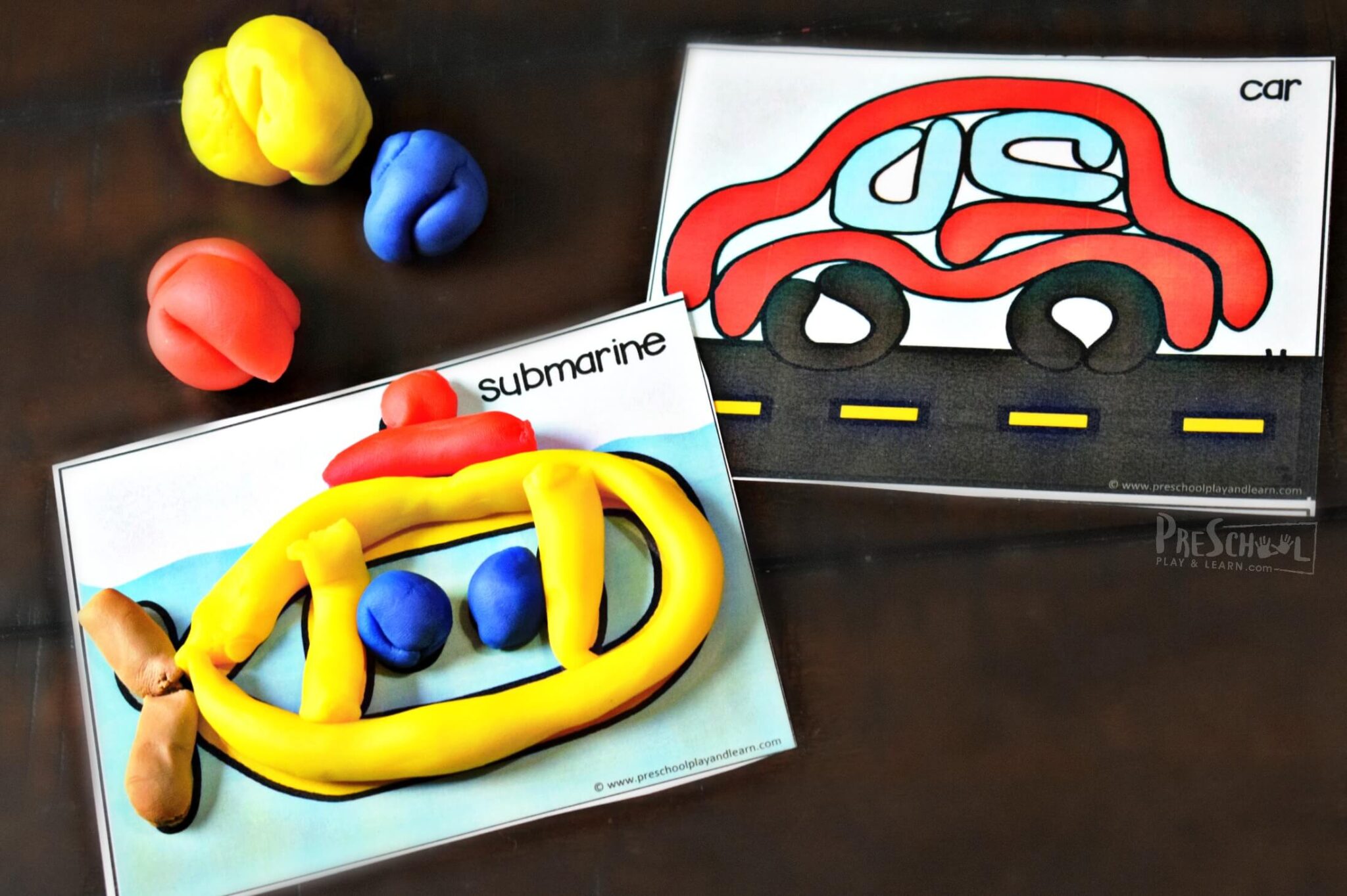 Free Printable Transportation Playdough Mats