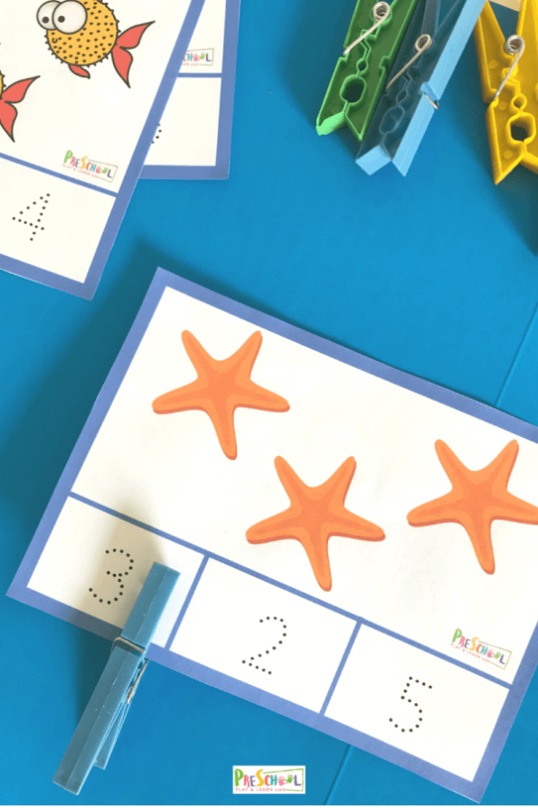 🐠 FREE Printable Ocean Counting Clip Cards