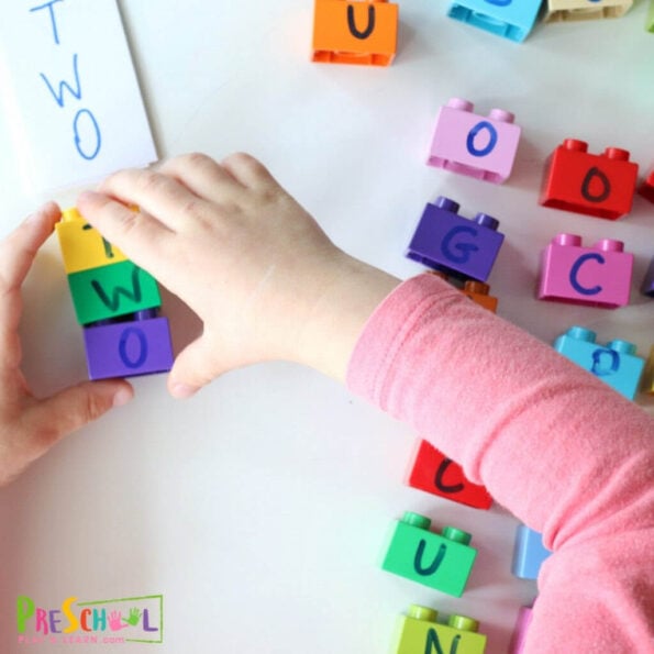 Duplo Puzzles Spelling Activity for Pre-k and Kindergarten