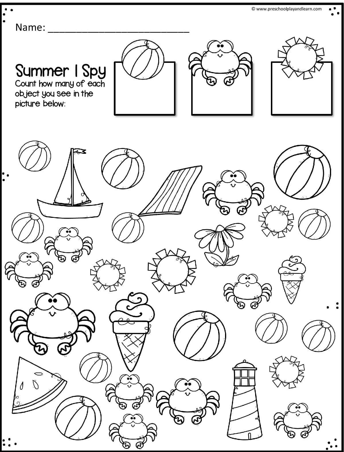summer graphing summer math worksheets and activities for preschool