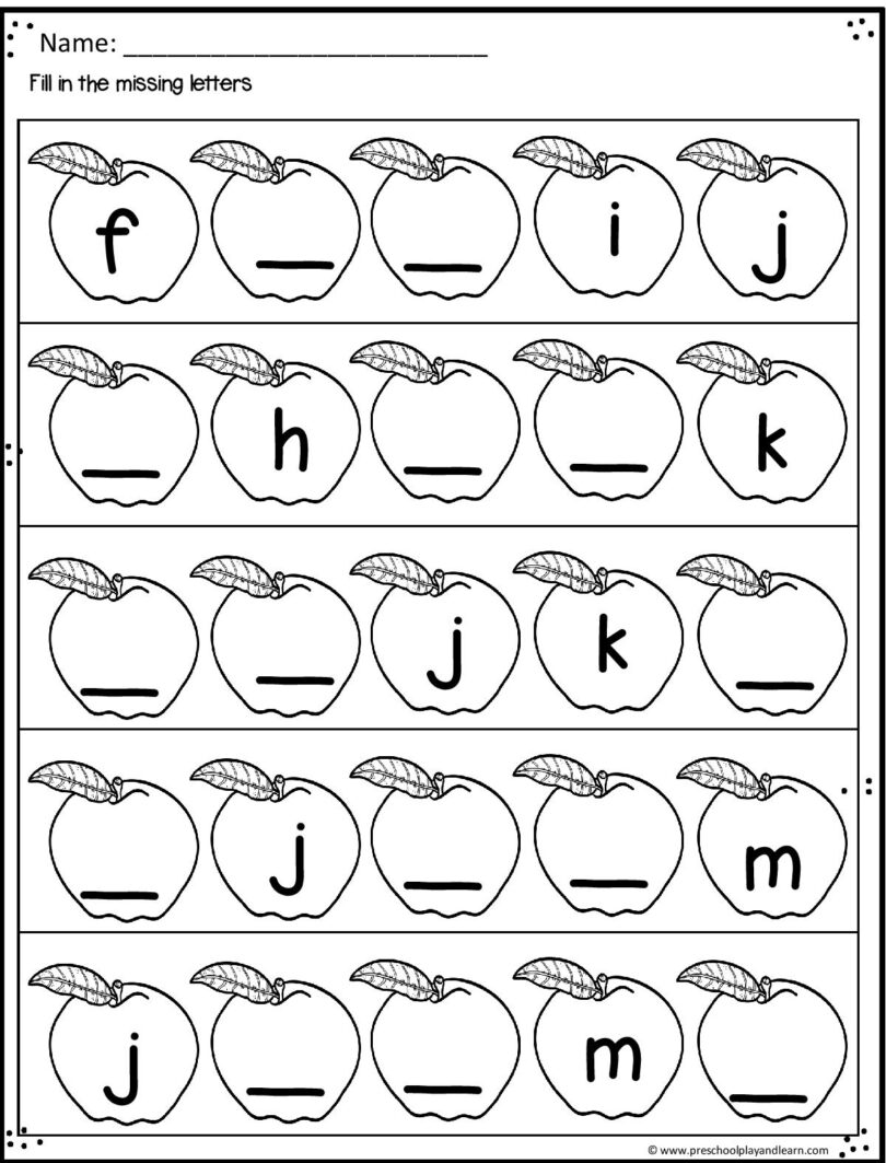 Apple Worksheet Preschool Pack