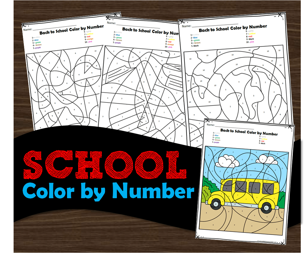 free back to school color by number