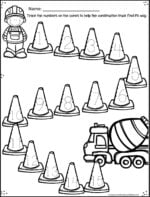 🚧 FREE Preschool Construction Theme Printable Worksheets