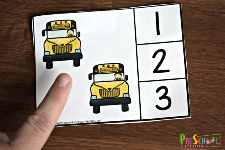 FREE Printable Back to School Count to 20 Clip Cards