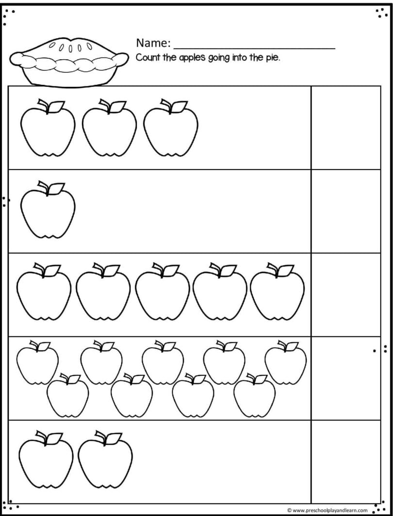 FREE Printable Apple Worksheets for Preschool and Kindergarten