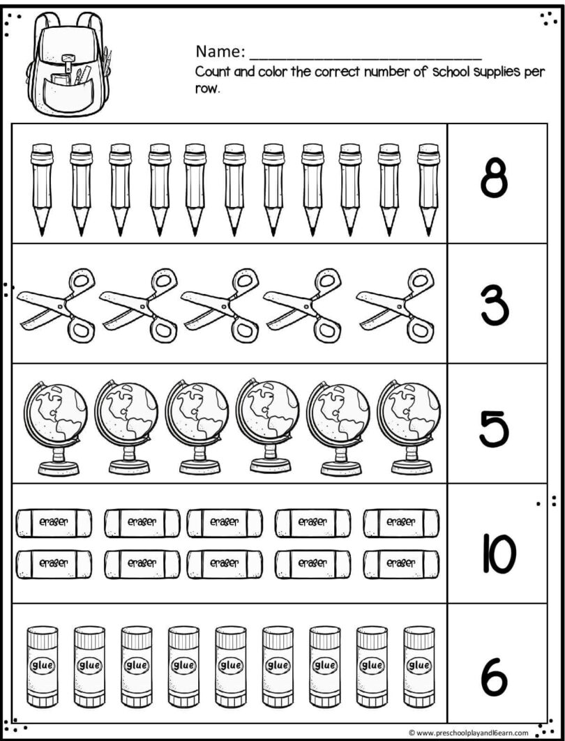 FREE Back to School Worksheets