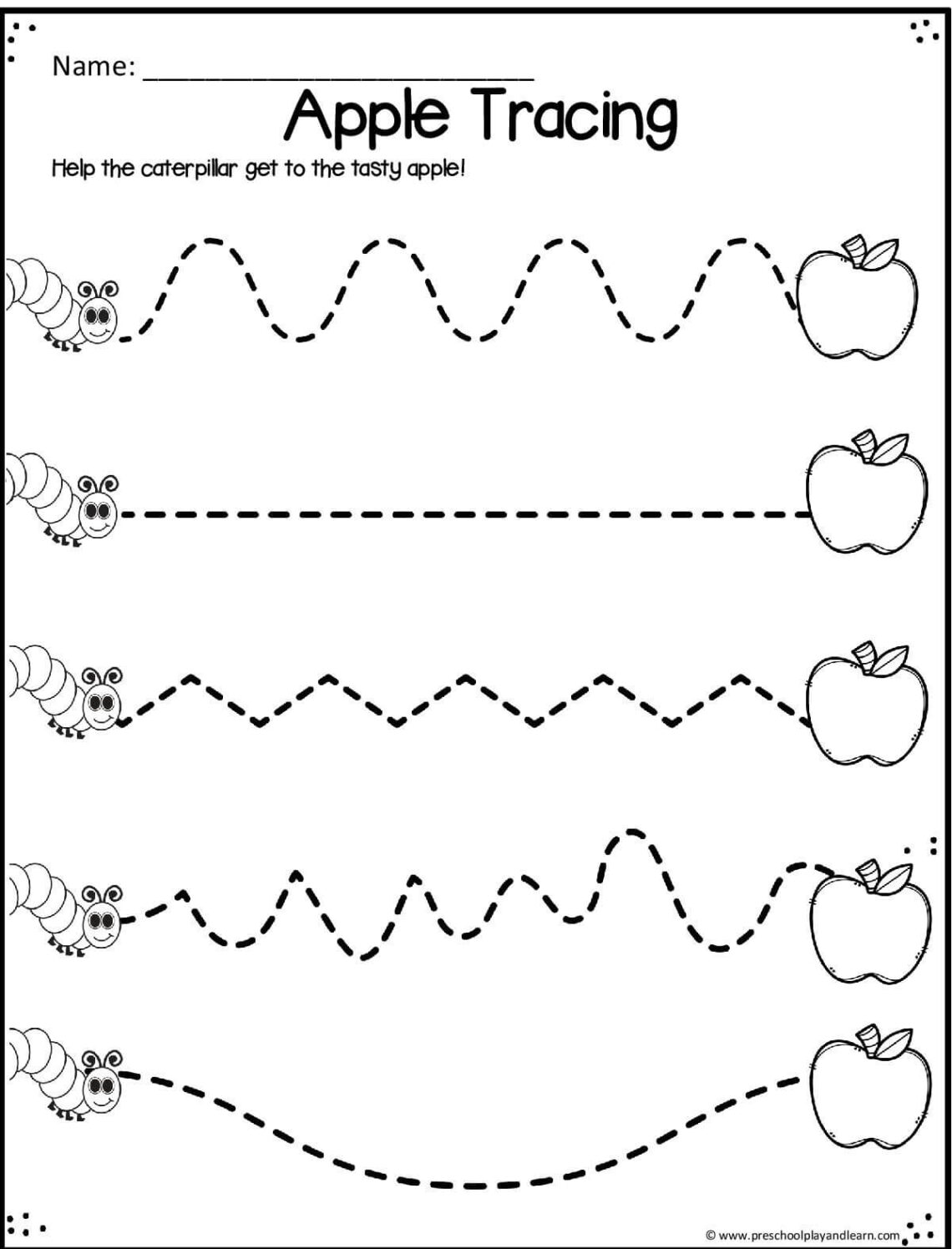 Apple Worksheet Preschool Pack