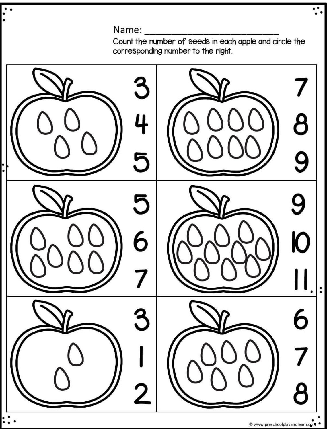 Apple Worksheet Preschool Pack