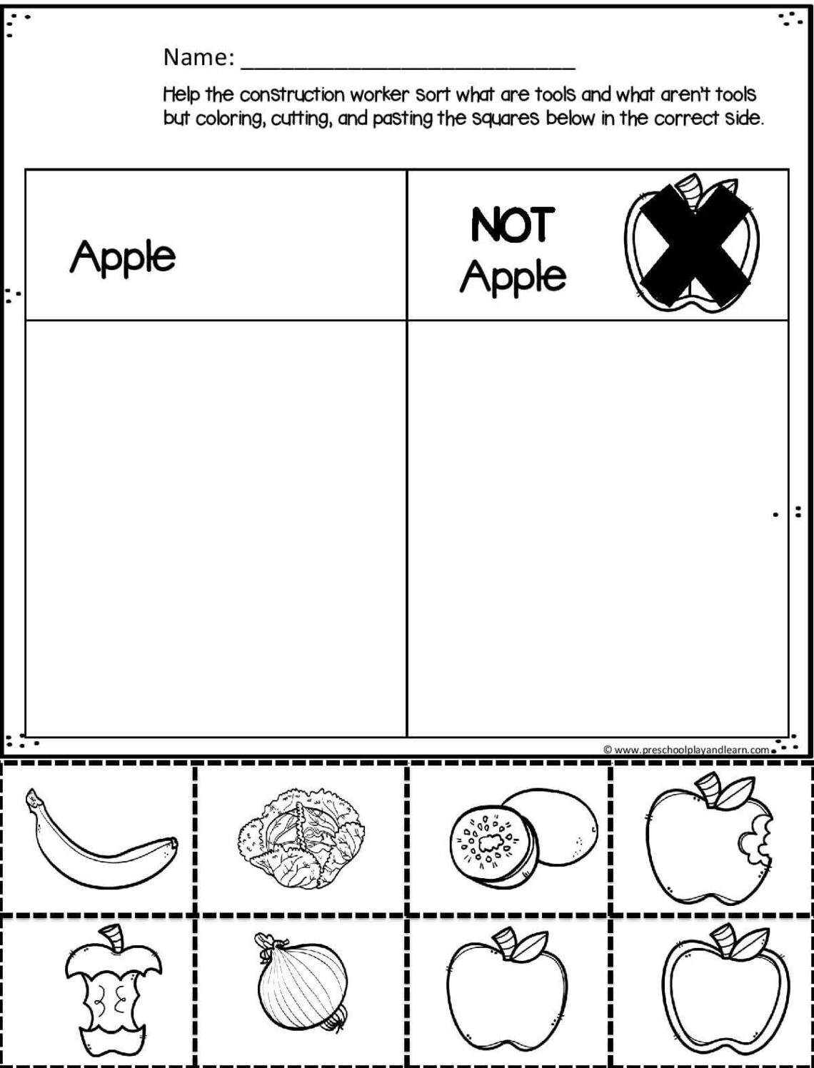 Apple Worksheet Preschool Pack