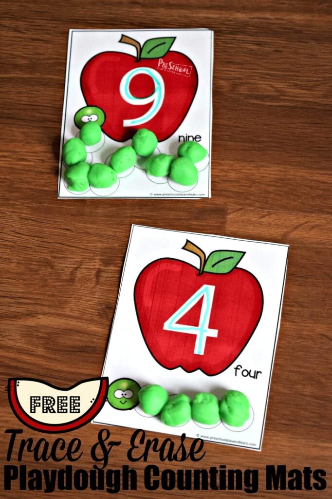 Apple Playdough Mats: Numbers 1-10 Free Printable - Views From a Step Stool
