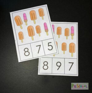 Summer Counting Popsicles Numbers 1-10 Clip Cards