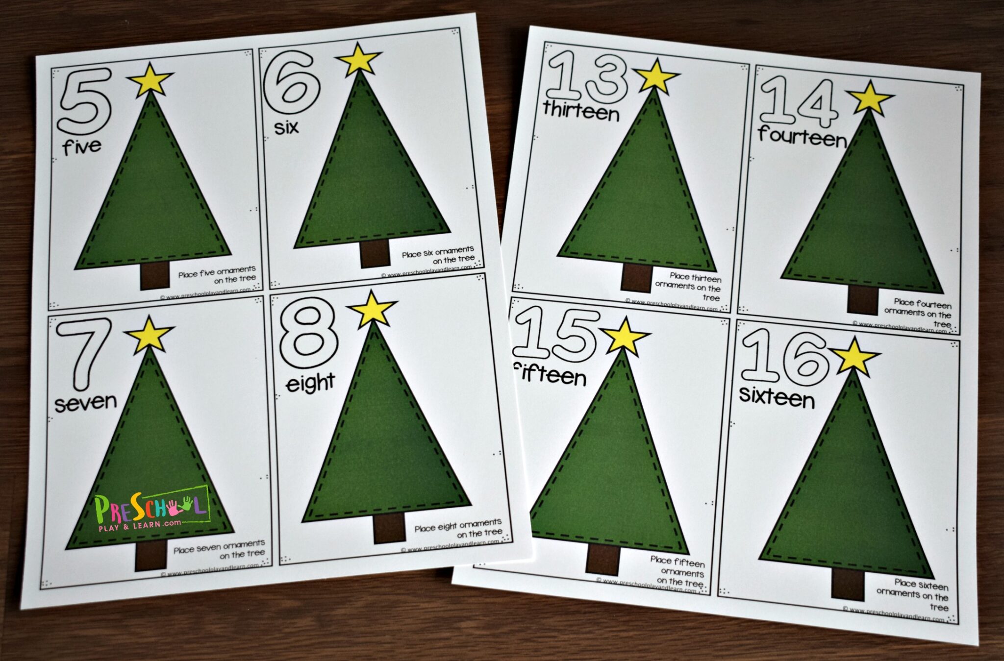 🎄 FREE Printable Count to 20 Christmas Tree Playdough Mats