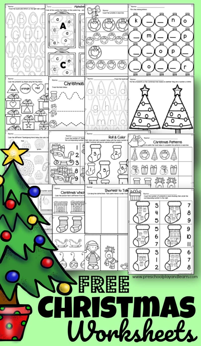 kindergarten worksheets christmas