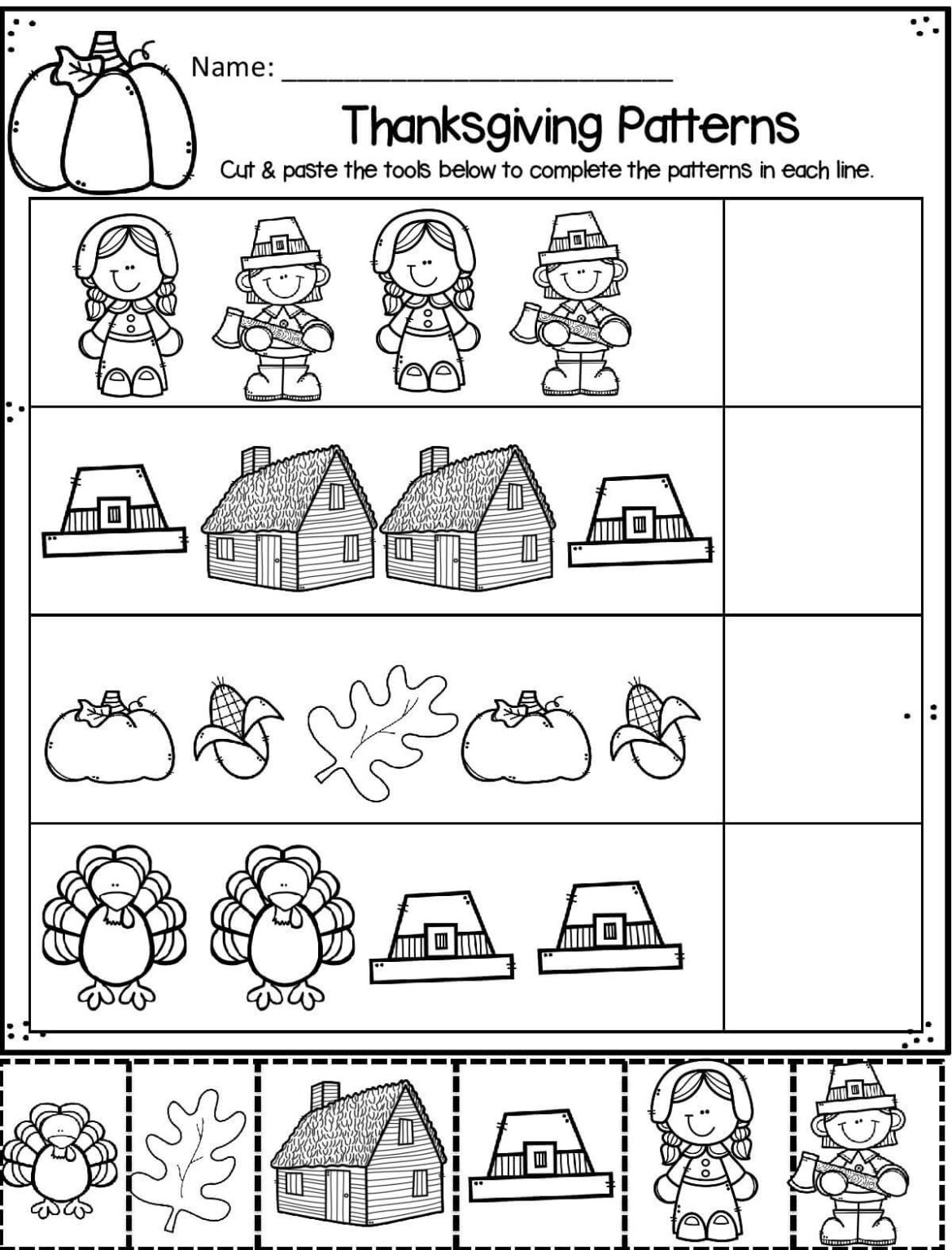 Preschool Thanksgiving Printable Worksheets