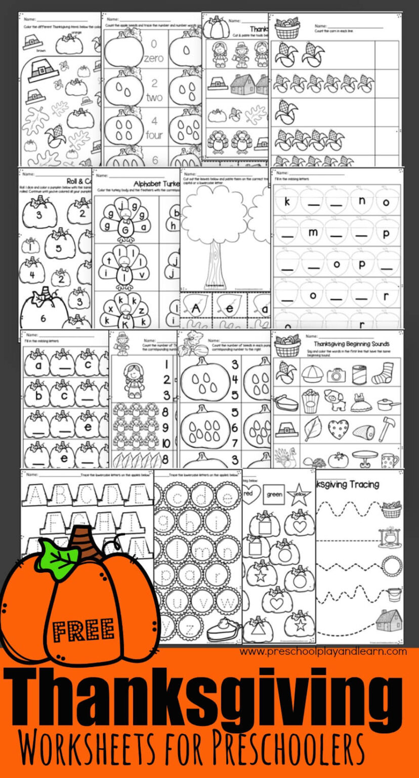 kindergarten worksheets thanksgiving