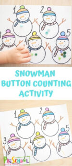 ⛄ FREE Snowman Button Counting Math Activity for Preschoolers