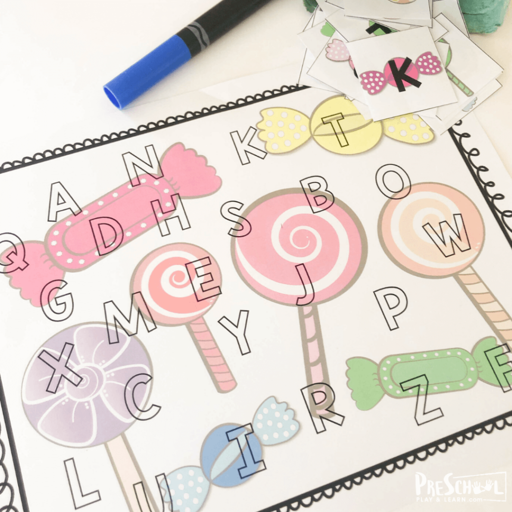 easy, low prep letter recogition activity for preschoolers and kindergartners and toddlers