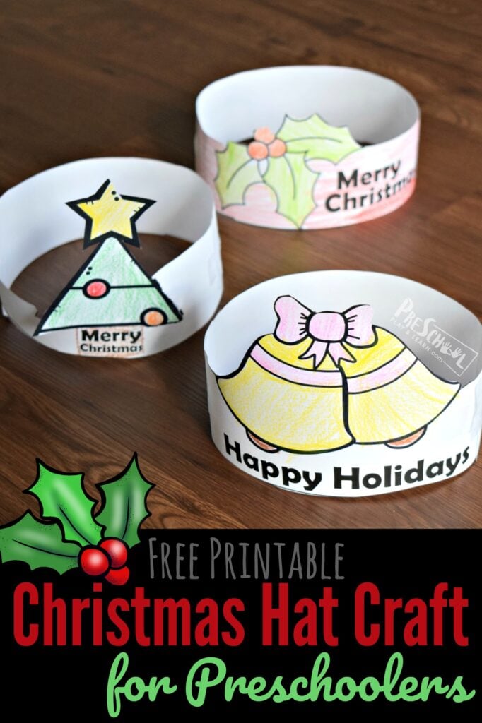 FREE Printable Christmas Hat Craft for Preschoolers - simple Christmas craft for toddler, prek, and kindergarten age kids #christmas #craftsforkids #preschool