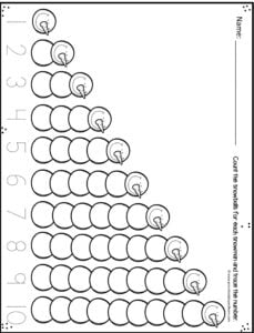 Counting snowman worksheet for prek is great for seeing how numbers grow