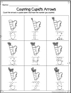 cupids arrows counting and tracing numbers