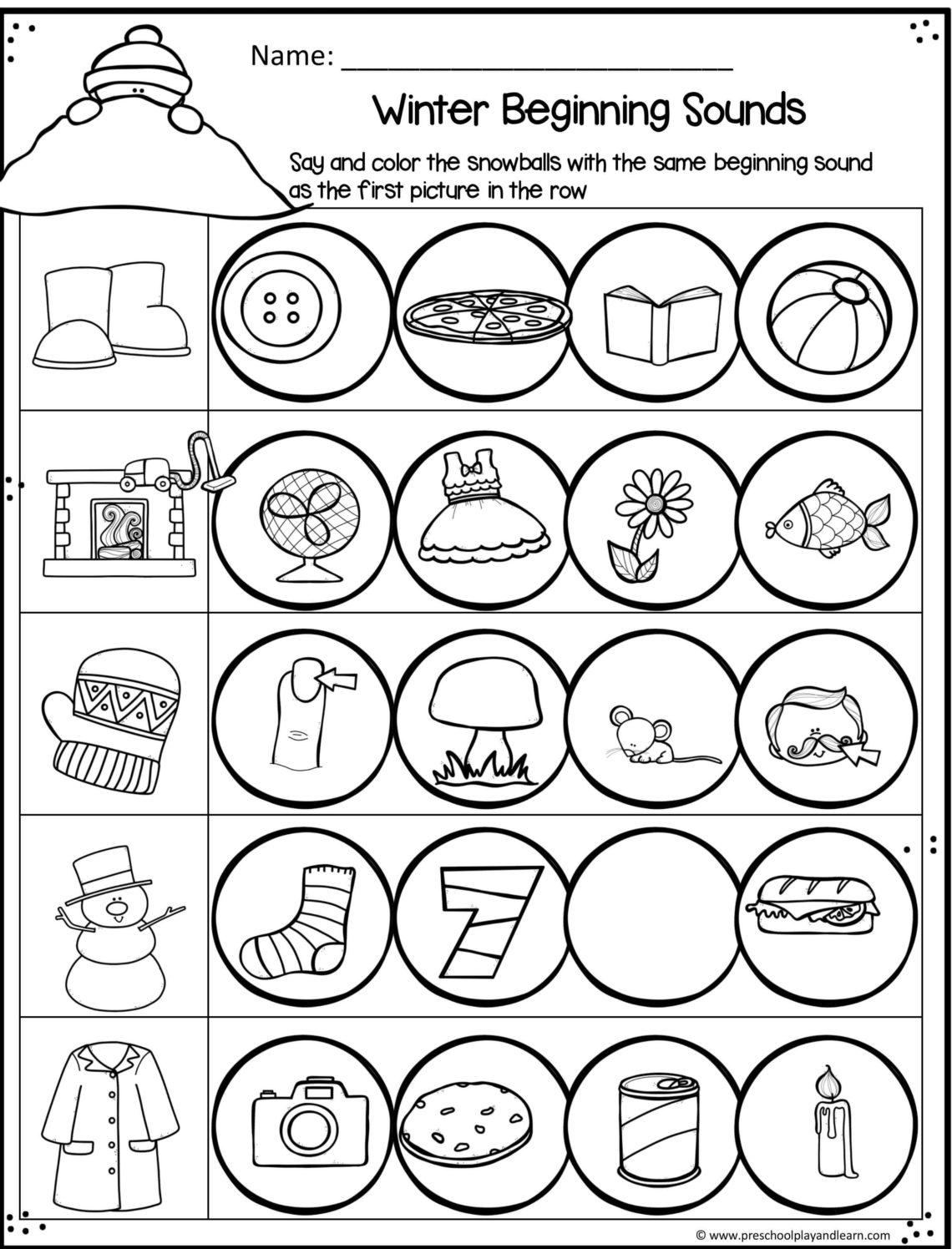 Kindergarten Winter Worksheets