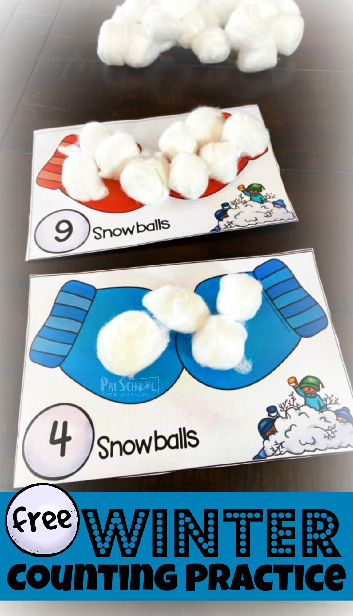 ️ Snowball Counting to 10 Printable Winter Activities for Preschoolers