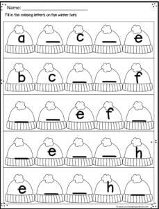 Winter hat fill in the missing letter worksheet