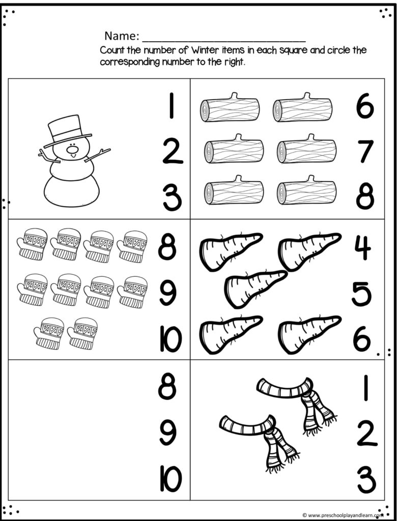 FREE Winter Worksheets for Preschoolers