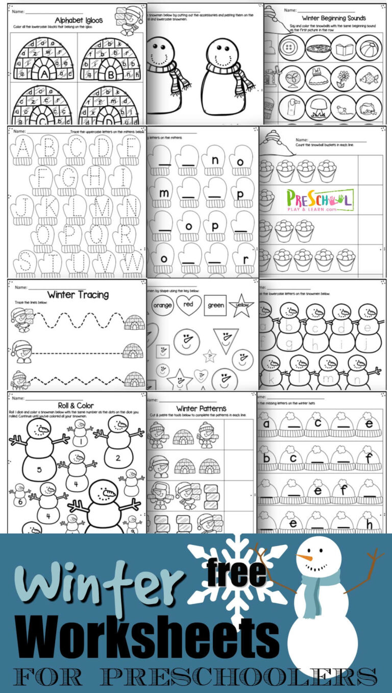 FREE Winter Worksheets for Preschoolers