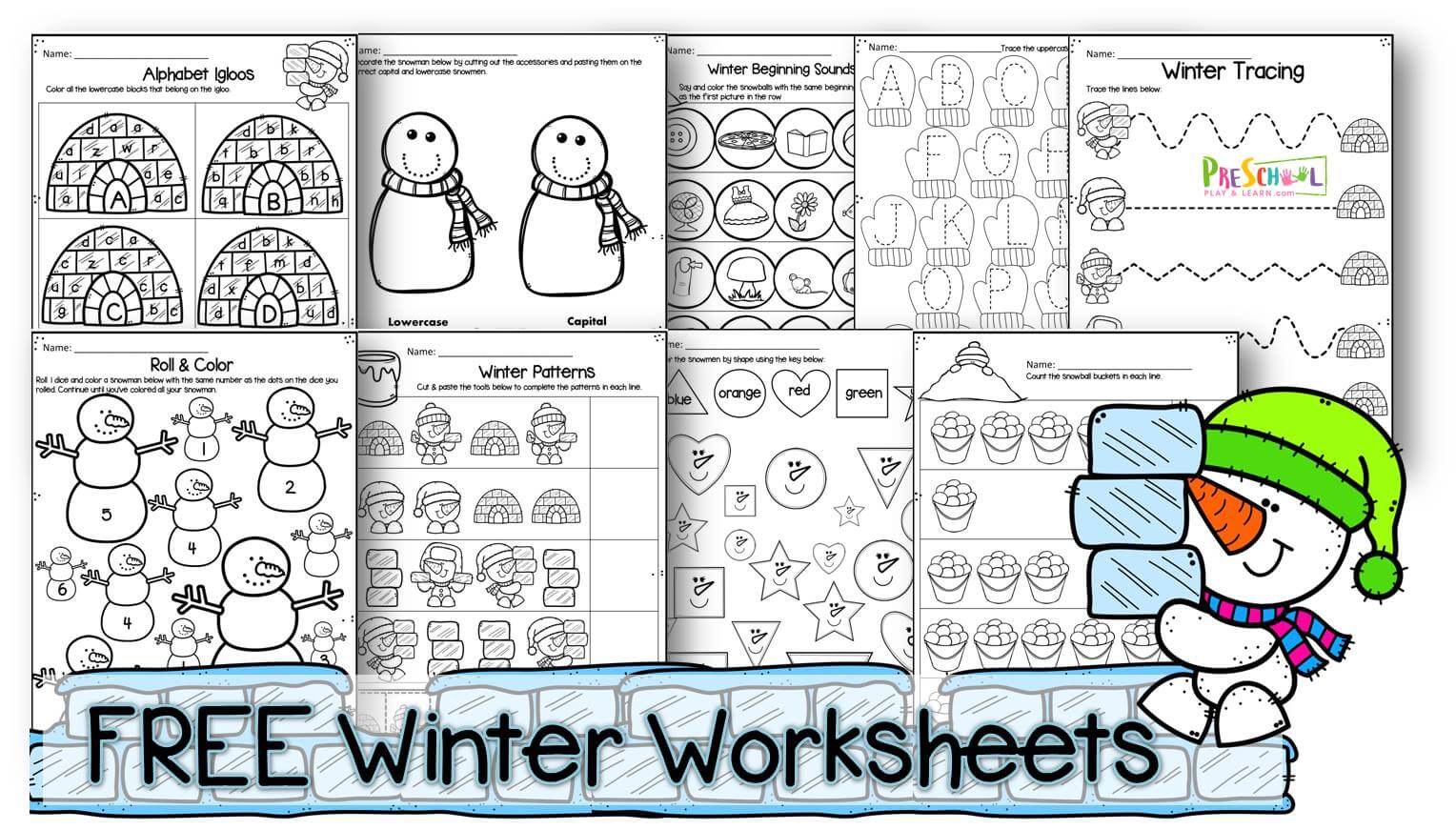 ❄️️ Free Winter Worksheets For Preschoolers & Kindergarten