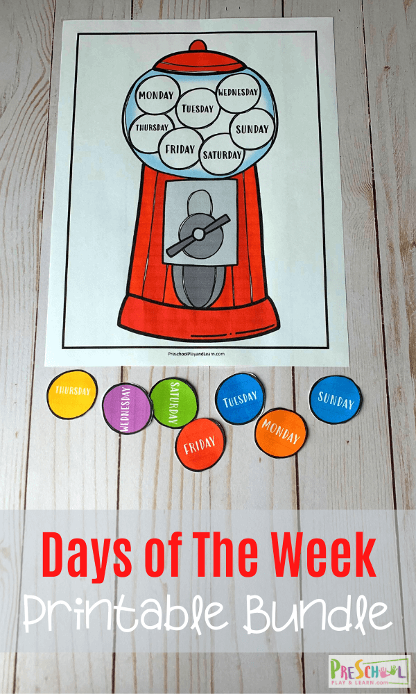FREE Gumball Days Of The Week Printables