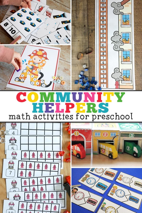 Choose some of these hands-on community helper math activities preschool to add to your  lesson plan.