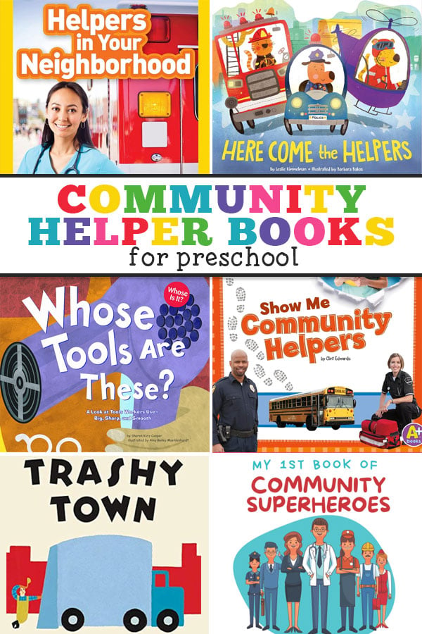 There are lots of great community helpers books to add to your theme. Choose a different community helpers book from this list to read each day, or read your favorite books over and over. Don’t worry about boring your kids as they love repetition!