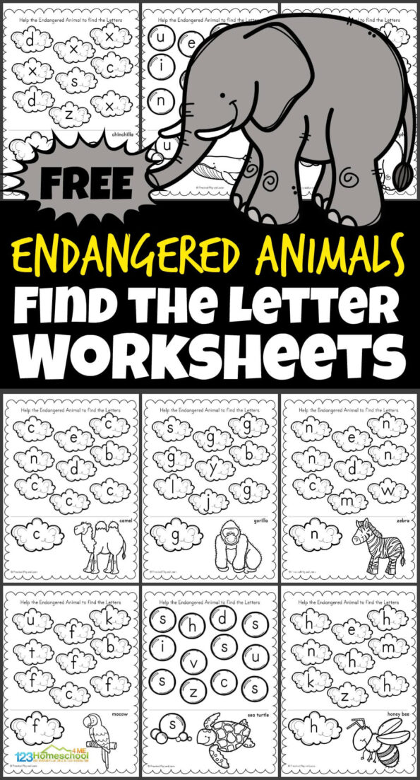 FREE Endangered Animals Find The Letter Worksheets