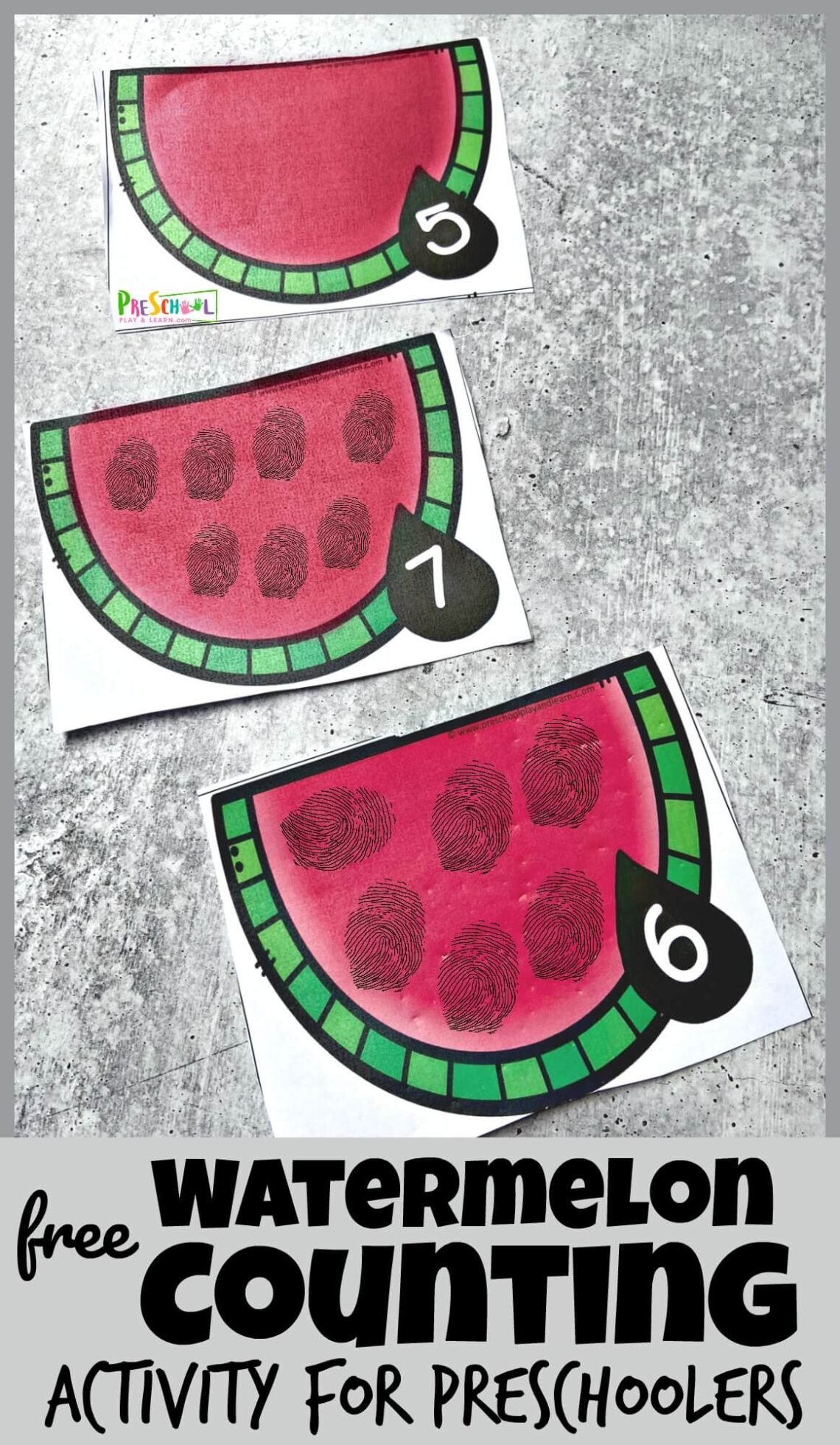 Hands-on FREE Printable Watermelon Counting Activity