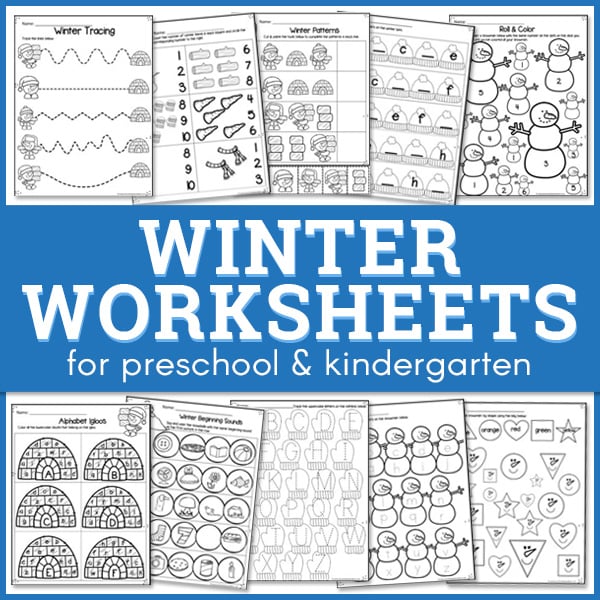 Kids will get excited to practice letters and numbers with these adorable, Winter Worksheets for Preschoolers and kindergarten students!