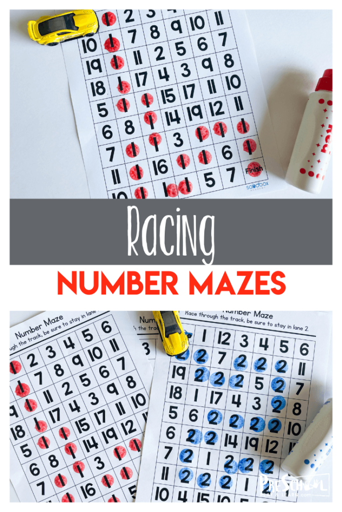 free number mazes activity for preschoolers