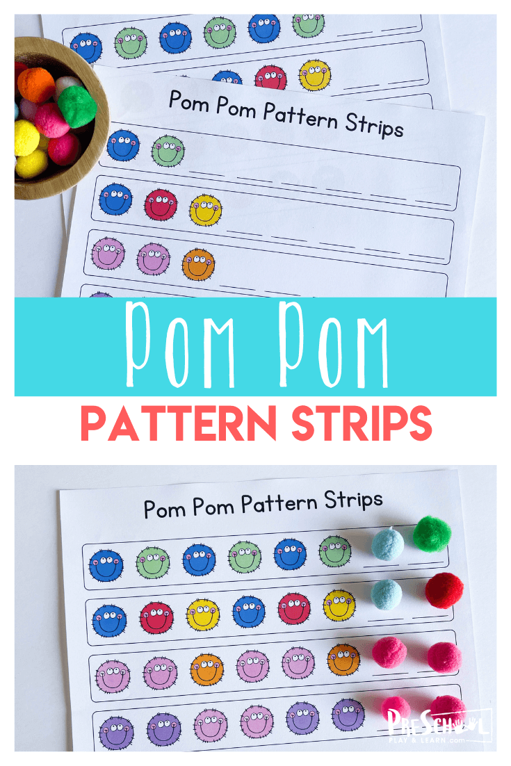 span Kritisk søster FREE Printable Pom Pom Pattern Strips Activity for Preschoolers