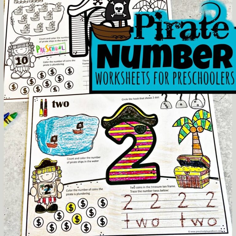 🏴‍☠️ FREE Printable Pirate Number Tracing Worksheets for Preschoolers