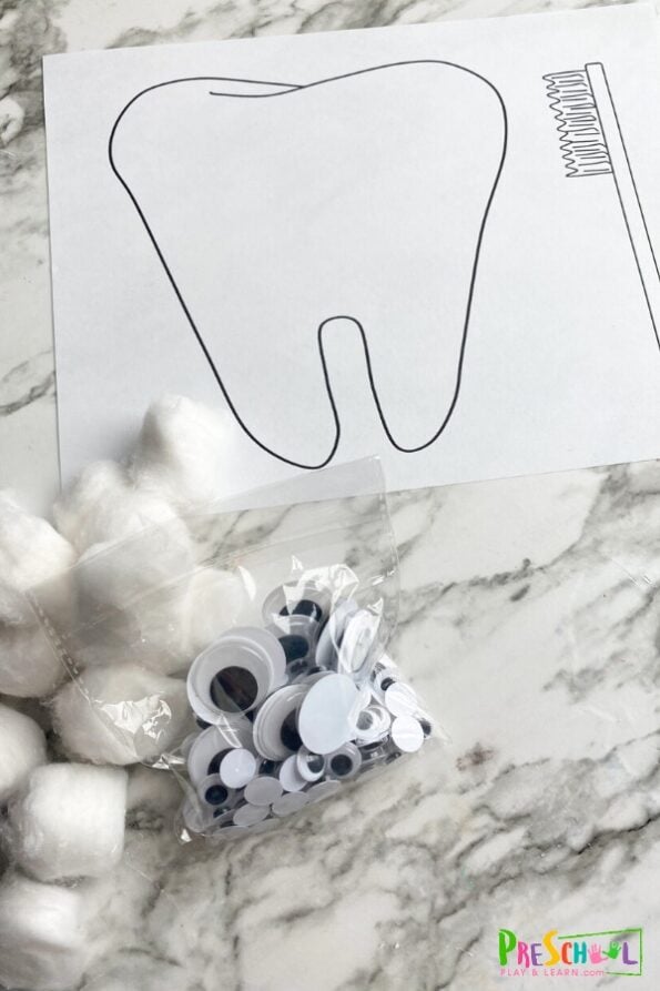 🦷 EASY Tooth Craft for Preschoolers (free template)