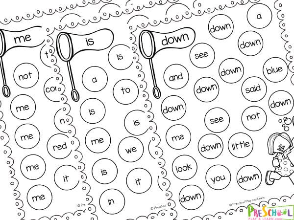 free printable preschool sight word worksheet for spring